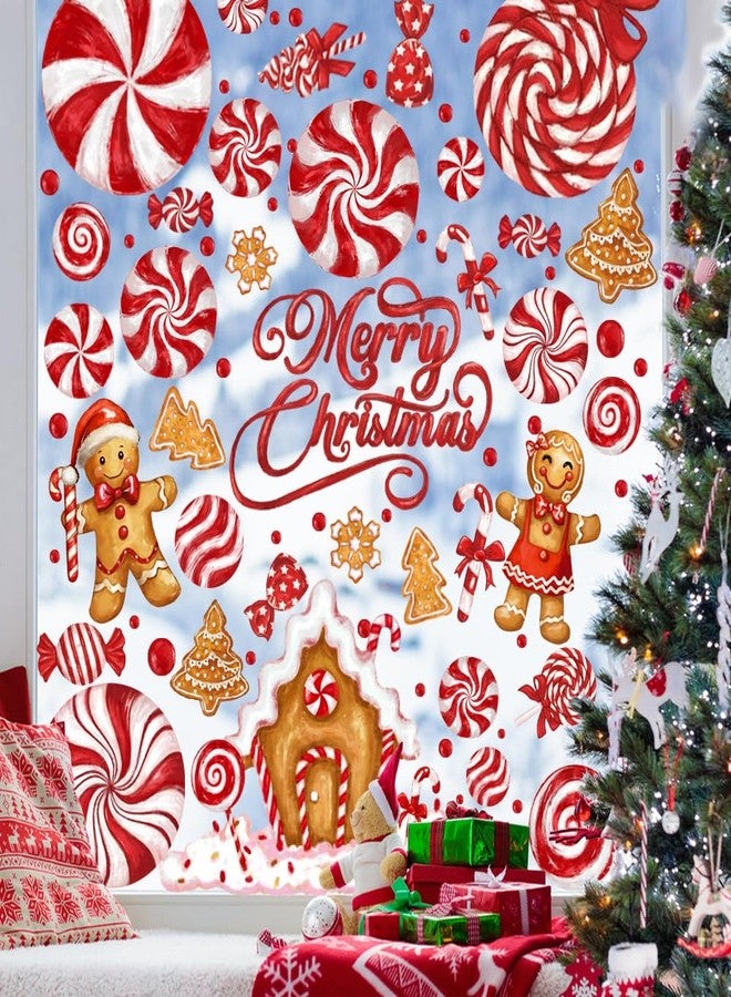 DULEFUN Christmas Window Clings, Gingerbread Man Candy Window's Stickers Decals Oil Painting Xmas Windows Decoration for Holiday Winter Party Home Office Decor - Image 4
